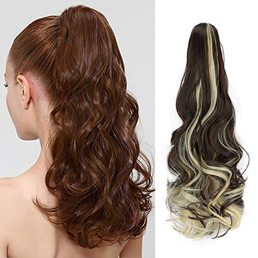 20〞Claw Ponytail Clip in Hair Extensions Hairpiece Synthetic Light Curly Soft Silky Nature Looking Heat-Resisting Different Colors for Women Fashion and Beauty-6H613# 20〞Claw Ponytail Clip in Hair Extensions Hairpiece Synthetic Light Curly Soft Silky Nature Looking Heat-Resisting Different Colors for Women Fashion and Beauty-6H613#